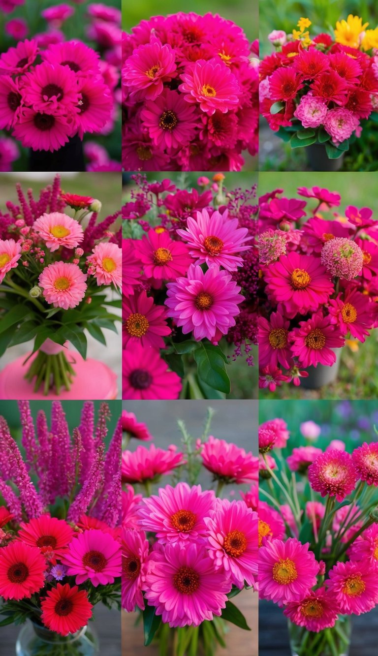 A vibrant array of hot pink wildflowers arranged in ten unique bouquet ideas